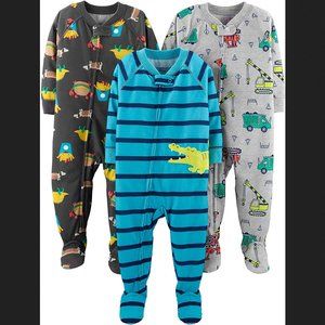 Lot of 3 Carter's 12 month boys footed pajamas